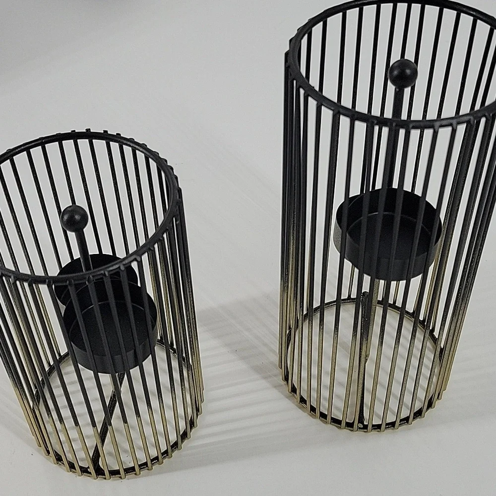 Elegant Black and Gold Candle Holders NEW